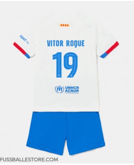 Günstige Barcelona Vitor Roque #19 Auswärts Trikotsatzt Kinder 2023-24 Kurzarm (+ Kurze Hosen)